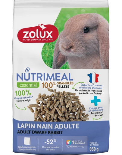 ZOLUX NUTRIMEAL 4 Hrana pentru iepuri miniaturali adulti 850 g