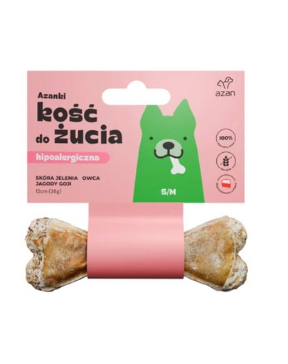 AZANKI Os pentru caine din piele de caprioara S/M 12cm