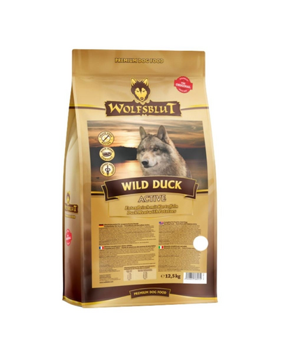 WOLFSBLUT Wild Duck Active hrana caini activi, cu rata si cartofi 12,5 kg