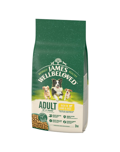 JAMES WELLBELOVED Adult 2 kg hrana uscata pentru caini adulti 1-7 ani bogata in miel si orez