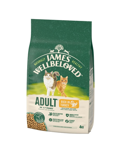 JAMES WELLBELOVED Adult 4 kg hrana din curcan pentru pisici adulte 1-7 ani