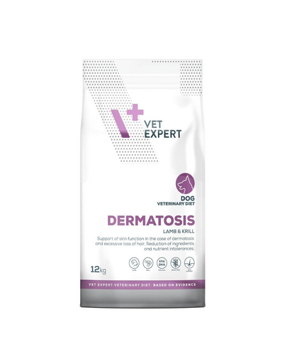 VET EXPERT Veterinary Diet Dog Dermatosis Lamb and Krill 12 kg dieta veterinara pentru caini