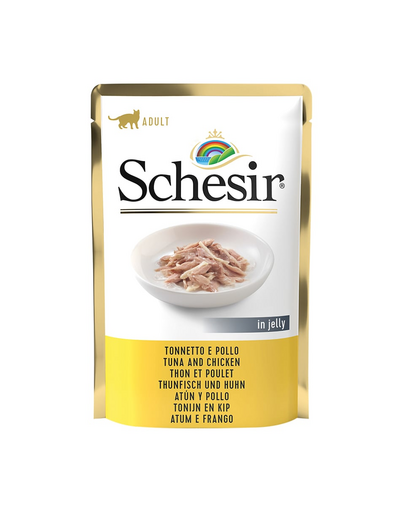 SCHESIR Hrana umeda pentru pisicile adulte, cu ton si pui, 85 g