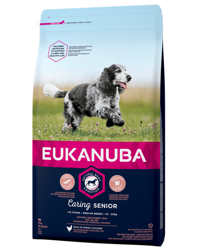 EUKANUBA Caring Senior Medium Breed hrana uscata caini seniori talie medie, bogat in pui 3kg