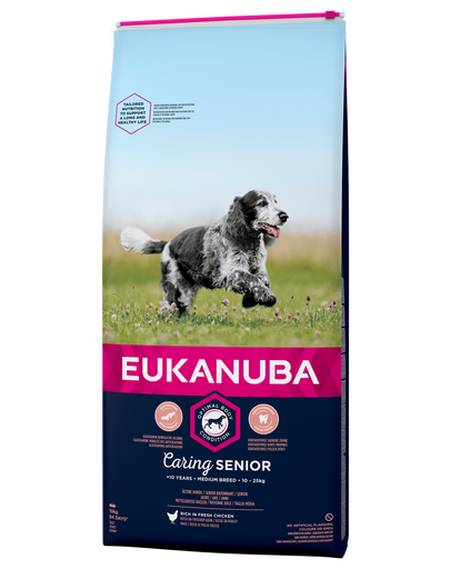 EUKANUBA Caring Senior Medium Breed hrana uscata caini seniori talie medie, bogat in pui 15kg