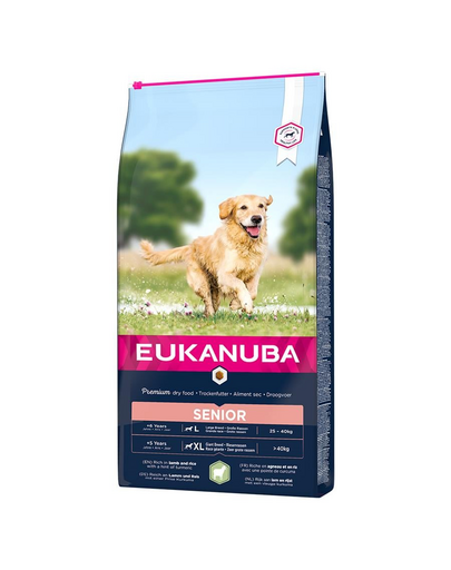 EUKANUBA Dog Base Senior Large Breeds Lamb & Rice hrana uscata caini seniori talie mare, miel si orez 2.5 kg