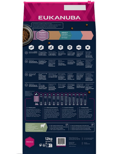 EUKANUBA Grain Free L Puppy 12 kg Sac hrana uscata pentru catei talie mare, cu miel