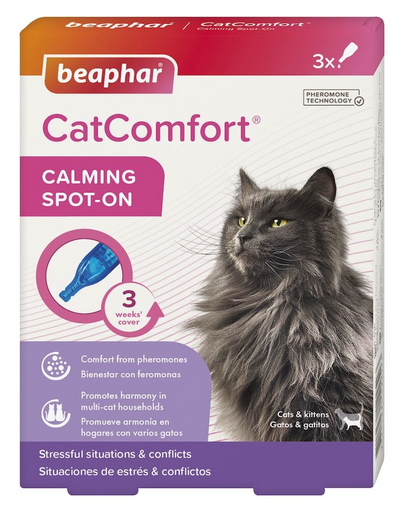 BEAPHAR CatComfort Calming Spot-On 3x0,55 ml picături cu feromoni pentru pisici