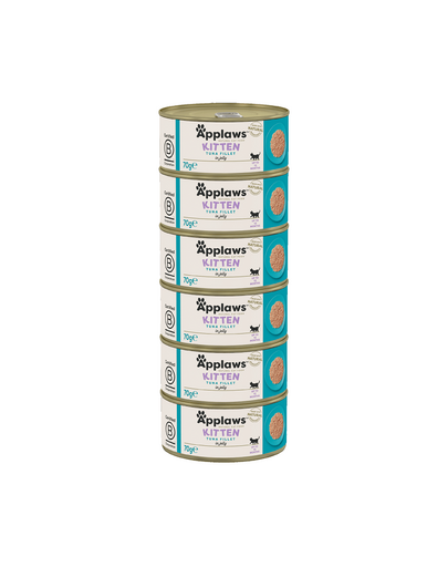 APPLAWS Cat Kitten Tuna in Broth Hrana umeda pisoi, cu ton in sos 6x70 g