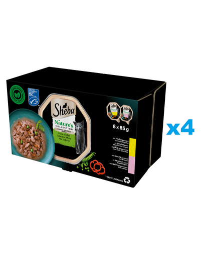 SHEBA Nature’s Collection 32x85g hrana umeda pisici adulti, cu pui si somon