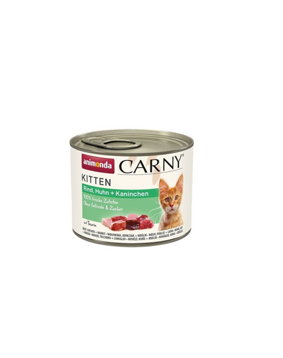 ANIMONDA Carny Kitten Beef&Chicken&Rabbit 200 g Conserva hrana pentru pisoi, cu vita, pui si iepure