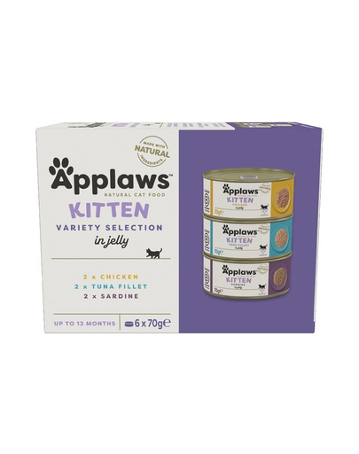 APPLAWS Applaws Cat Tin Multipack Kitten Selection Hrana umeda pentru pisci adulte, cu peste si pui 6 x 70 g