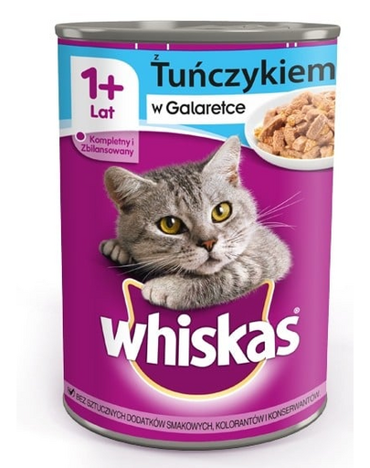 WHISKAS Adult conserva 400 g - hrana umeda completa pentru pisici adulte, bucati cu ton in jeleu
