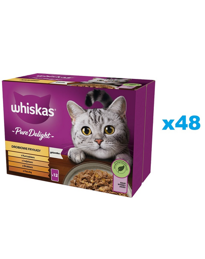 WHISKAS Adult hrana umeda pisici adulte 48x85g pui, curcan, pasare, rata in aspic