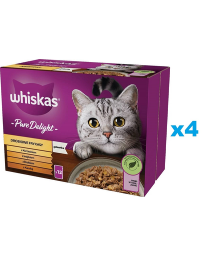 WHISKAS Adult plicuri pisici 48x85g hrana in aspic cu: pui, curcan, pasare, rata