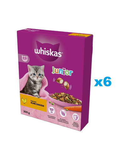 WHISKAS Junior 6x300 g hrana pentru pisoi cu pui delicios