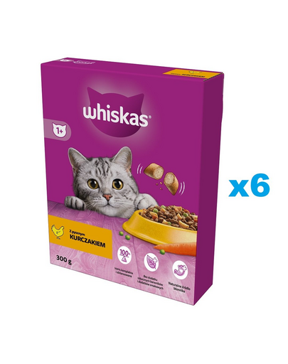 WHISKAS Adult 6x300 g hrana cu pui delicios pentru pisici adulte