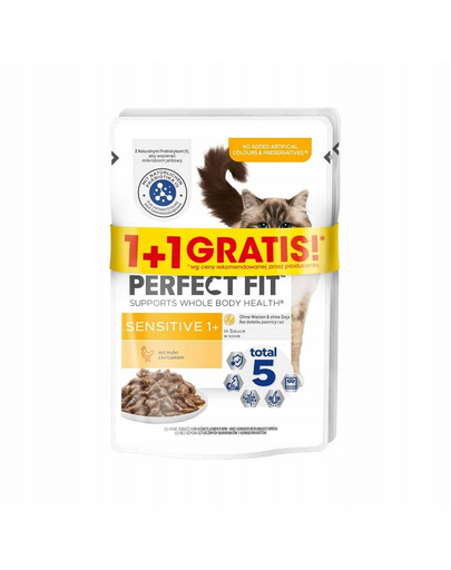 PERFECT FIT Sensitive 1+ plicuri hrana pisici 2x85 g pui in sos