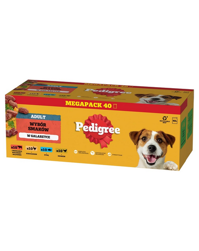 PEDIGREE Adult plicuri in aspic pentru caini 40x100g cu vita, pui, peste, pasare