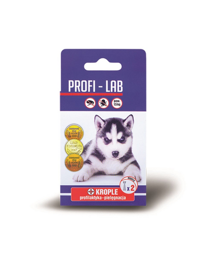 PCHEŁKA Profi-Lab Picaturi antipurici caini 15kg, 2x1.8ml, pe baza de ulei esential