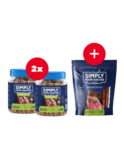 SIMPLY FROM NATURE Smart Bites recompense cu rata 2 x 130 g + snack GRATIS