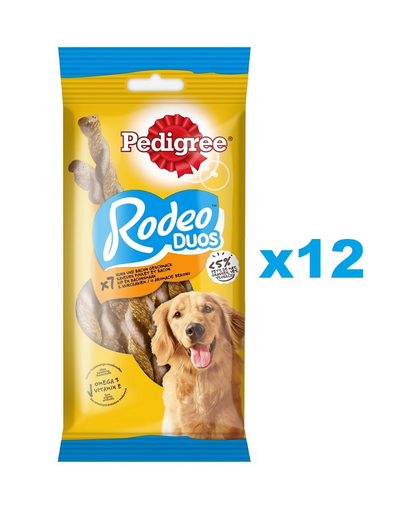 PEDIGREE Rodeo Duos 12x123g  Pachet recompense cu pui si bacon pentru caini