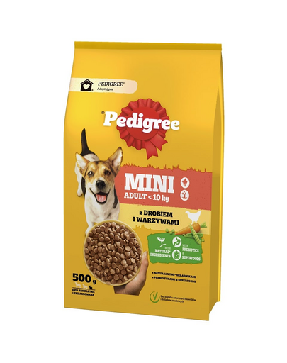 PEDIGREE Adult MINI 500 g carne de pasare si legume hrana uscata completa pentru caini adulti de rase mici