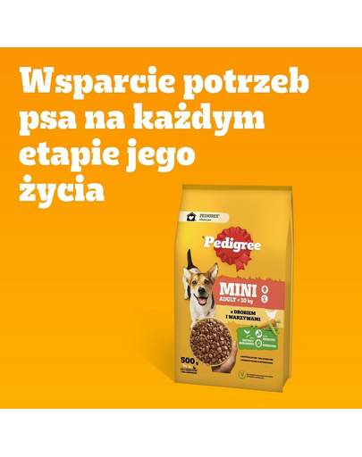 PEDIGREE Adult MINI 500 g carne de pasare si legume hrana uscata completa pentru caini adulti de rase mici