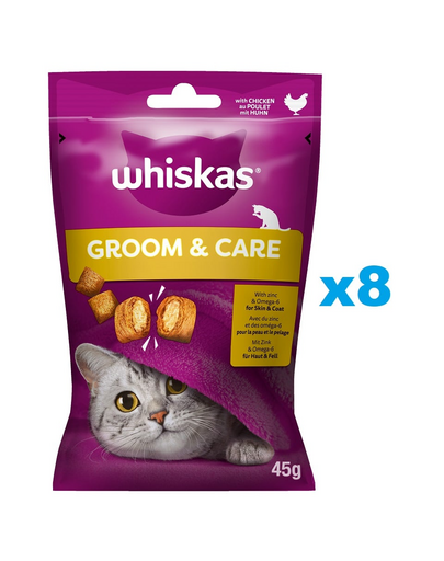 WHISKAS Healthy Shine 8x45 g recompense cu pui pentru pisica