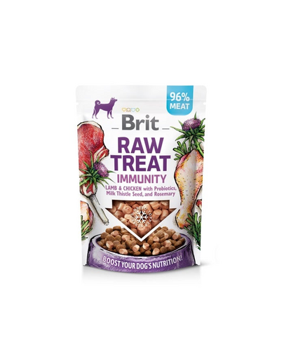 BRIT Recompensa Raw Treat Freeze Dried Immunity 40 g miel si pui liofilizat cu probiotice pentru caini