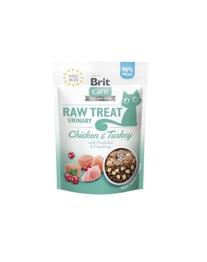 BRIT Care Raw Treat Freeze Dried Urinary Cat 40 g snack pisici, liofilizat cu pui, curcan, merisor si probiotice