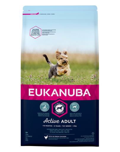 EUKANUBA EUKANUBA Active Adult Toy Breed - bogat în pui proaspăt 2kg