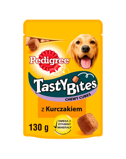 PEDIGREE Tasty Bites Chewy Cubes Recompense cu pui, pentru caini 130 g