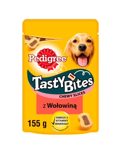 PEDIGREE Tasty Bites Chewy Slices Recompense pentru caine, cu vita 155g