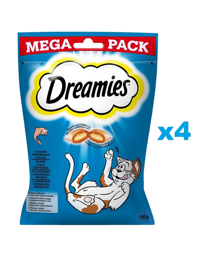 DREAMIES Mega Pack 4x180 g gustare cu somon pentru pisici