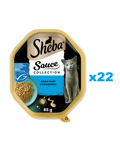 SHEBA Sauce Collection ton in sos 22x85 g hrana umeda completa pentru pisici adulte