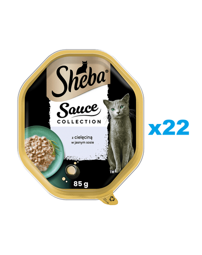 SHEBA Sauce Collection 22x85 g hrana cu vitel in sos pentru pisici adulte
