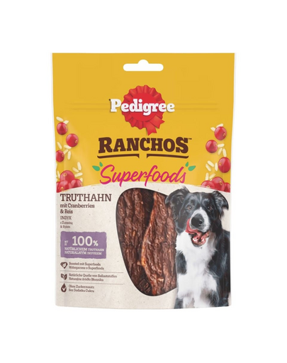 Recompense caini PEDIGREE Ranchos Superfoods 7 x 70 g curcan, merisor si orez