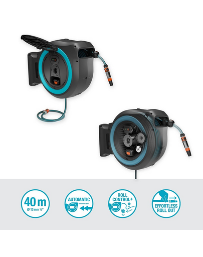 GARDENA Rola furtun montare pe perete PowerRoll XL cu baterie
