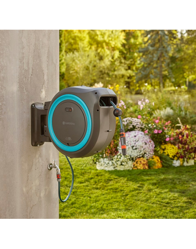 GARDENA Rola furtun montare pe perete PowerRoll XL cu baterie