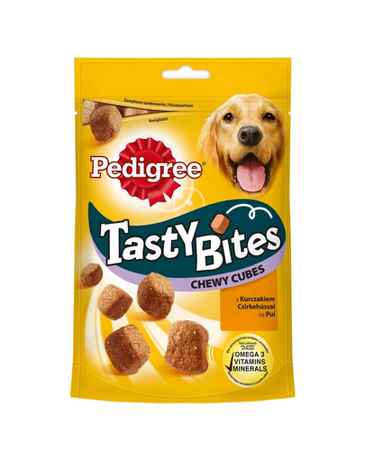 PEDIGREE Tasty Bites Chewy Cubes Recompense cu pui, pentru caini 130 g