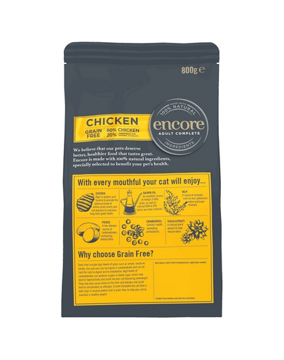 ENCORE Cat hrana uscata cu pui pentru pisici 3x800g fara cereale