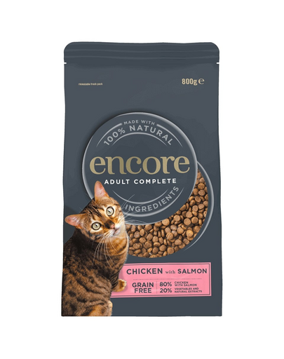 ENCORE Cat hrana cu somon si pui pentru pisici 3x800g fara cereale
