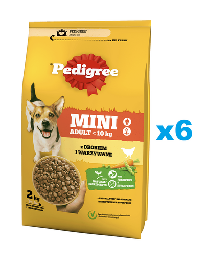 PEDIGREE Adult Mini 6x2 kg Hrana caine talie mica, cu pasare si legume