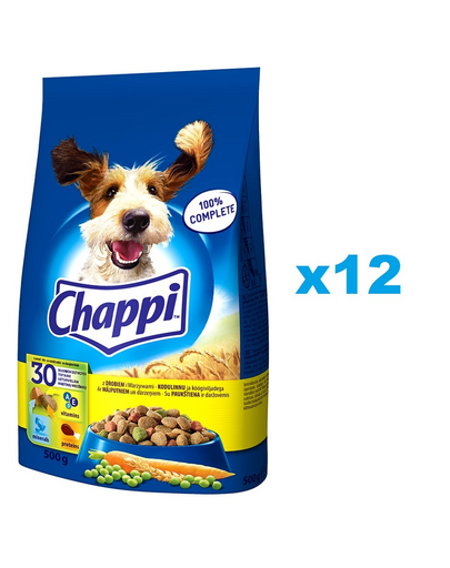 CHAPPI 12x500 g - hrana uscata pentru caini cu pasare si legume