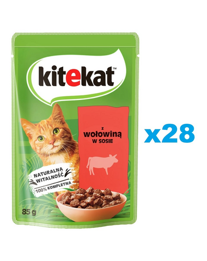 KITEKAT Plicuri hrana pisici adulyte, cu vita in sos 28x85 g