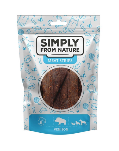 SIMPLY FROM NATURE Meat Strips Recompensa pentru caine, cu vanat 80 g