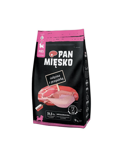 PAN MIĘSKO hrana catelusi cu vitel si prepelita L 9 kg