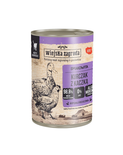 WIEJSKA ZAGRODA Conserva pui cu rata, pentru pisici 400 g