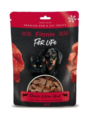 FITMIN For Life Freeze dried beef 30 g recompensa pisici si caini, vita liofilizata